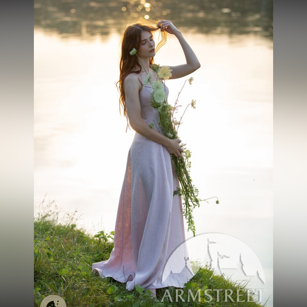 ARMSTREET Grace Chemise Pink Linen Medieval LARP SCA Garb Renfaire Princess Rosa